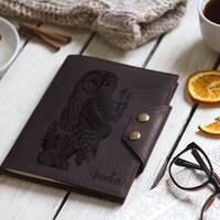 Owl leather journal, Custom Notebook Cover, Handcrafted Owl Notebook, Gift for her, Leather Engraved