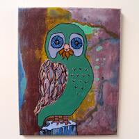 11 x 14 Original Kaleidoscope Owl Painting - Whimsical Nursery Wall Art Decor