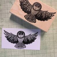 Starry Night Owl Rubber Stamp