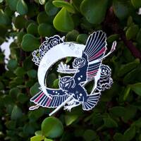 Owl Dearly Departed 2" Hard Enamel Pin, Celestial Owl Pin, Owl Moon Pin, Witchy Pins
