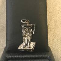 Vintage Wise Graduation Owl Silver tone Charm or Pendant