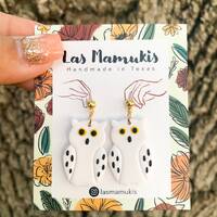 Snowy Owl Earrings | White Owl Earrings | Handmade Clay Earrings | Bookish Earrings | Bookish Gifts 