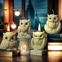 Halloween Owl Silicone Mold-Owl and Moon Candle Mold-Owl On Branch Candle Mold-Animal Owl Resin Mold