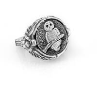 Owl Medallion Ring: Handmade 925 Sterling Silver Coin Jewelry