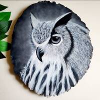 Peinture hiboux/art hiboux/amoureux nature/cadeau pour elle/art sur bois/peinture sur bois/oeuvre su