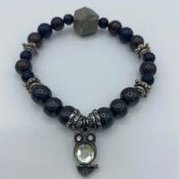 Owl Jewelry - Pyrite Stone - Owl Charm - Charm Bracelet - Healing Stones - Healing Stone Beaded Brac