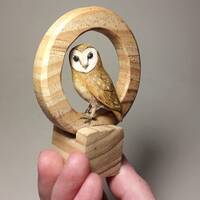 Barn owl sculpture, little wooden owl, gift for owl lover, bird ornament, hand carved birds, owl art