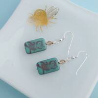 Turquoise Owl Dangle Earrings - Option of Silver Plated or Sterling Silver Earwires