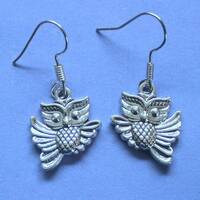 Silver Owl Earrings,Wise Owl Earrings,Cute Owl Earrings,Flying Owl Earrings,Owl Themed Gift,Gift For