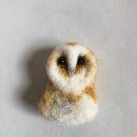 Needle Felted Barn Owl Brooch Badge