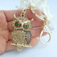 Unique Bird Owl Key chain Rhinestone Crystal Animal Key Holder Pendant Key Ring P080