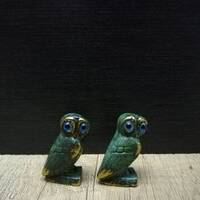 Mini Beautiful Owls 3.5cm-1.37in The Symbol of Wisdom and Prudence Bronze Greek Sculptures Free Ship