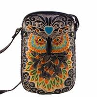 Handmade Leather Owl Crossbody Bag: Animal Purse