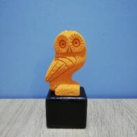 Owl The Symbol of Wisdom and Prudence 15cm-5.9in Handpainted Greek Statue White Marble & Cast Al