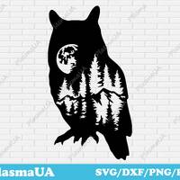 Owl svg file for cricut, laser dxf file, owl png for print, dxf owl, dxf laser, laser cut file, lase