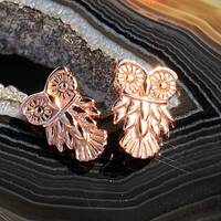 Rose Gold Vermeil Owl Stud Earrings Gift Wrapped