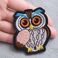 Owl patch 2 9/16", Bird iron on badge, Embroidered patch, Patch for jacket, DIY embroidery appl