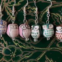 Ceramic Owl Earrings, Cottagecore Earrings, Cottagecore Jewelry, Owl Gift, Owl Jewelry, Nature Lover