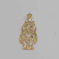 Vintage 14k Yellow Gold Owl Charm Pendant, Estate Jewelry, w#1259