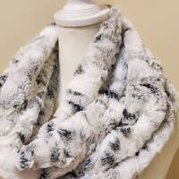 Snowy owl scarf, soft infinity scarf, animal print scarf, faux fur scarf, white scarf, black scarf, 