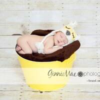 Newborn Owl Beanie: Snowy Sleepy Eyes, Custom Colors