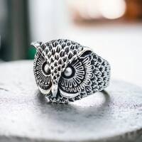 Handmade Sterling Silver Owl Ring - Unisex Turkish Design