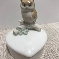 Vintage Cute Otagiri Owl on Tree Branch Keepsake Box Jewelry