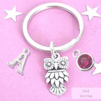 Personalised Owl Keyring, Cute Wise Owl Bag Charm, Teacher Gift, Professor Keychain, Letterbox Gift 