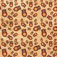 Cork fabric owls, fabric with owl designs, organic fabric, ecological