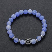 SALE Radiant Blue Cracked Marble Owl Quirky Chic Bead Bracelet RRP 10.99