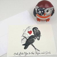 Owl Valentine's Day Card, Owl Valentine Postcard, Unique Valentine's Day Card, Owl Love Them