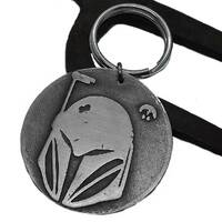 Koska Reeves Helmet with Nite Owls Logo Pewter Relic Distressed Keychain Sand Casted Handmade The Ma