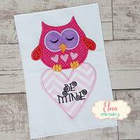 Valentine Owl Be Mine -  Machine Embroidery Design - Applique - Animal Embroidery - 5x7 6x10 7x12 - 