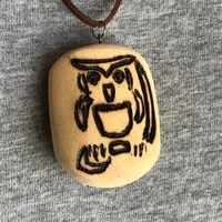 Owl Tribal Totem Necklace, Wood burned