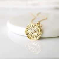 Gold Owl Pendant Necklace: CZ Stone Eyes, Gold Plated Brass