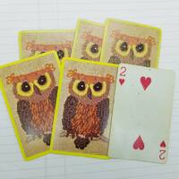 Vintage Owl Playing Cards: Set of 6 Collage Art Cards