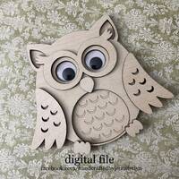 Owl SVG vector cut file glowforge laser cutter wiggle eyes OR engraved scored eyes TWO files cricut 