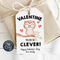 Editable Owl Valentine's Day Gift Tag Template, You Are So Clever Favor Tag, Printable Wise Owl 