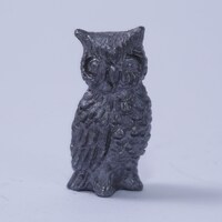 Owl, Bird, Sitting, Little, Miniature, Pewter, Figurine, 1", Animal, Statuette, Interior, Decor