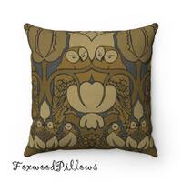 Owl Pillow, CFA Voysey, Olive Colors, Earth Tones, Arts and Crafts Movement, Art Nouveau, Craftsman 