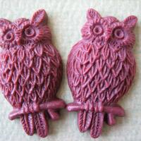Owl Cabochons, Owls, 2pcs Burgundy Owls, Resin Owl Cabochons, 25mm Matte Owls, Diy Craft and Jewelry