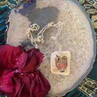 Owl Selenite Necklace, Crystal Necklace, Wire wrapped Crystal, Boho Necklace, Metaphysical Gifts, Bi