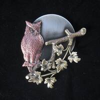 Owl Brooch- Owl by Moonlight Brooch-Owl Jewelry- Owl Pin- Hat Pins for Women- Pocketbook Pin-