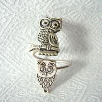 Silver owls ring, adjustable ring, animal ring, silver ring, statement ring