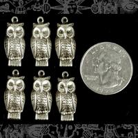 Silver Plated Brass Owl Charms - Set of Six *S-C24