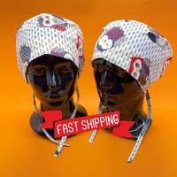 Anime Owl Scrub Hat, Scrub Cap, Ponytail Cap,  Cotton Surgical Cap, Nfl Scrub Cap, Surgical Hat Butt