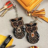 Owl key chain, Gift for two, pair key rings, embroidered Owl