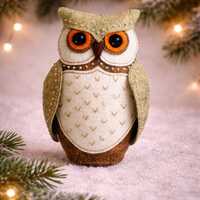Owl Sewing Pattern: Felt Bird Ornament with Embroidery (PDF/SVG)