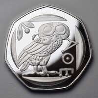 Ancient Greek 'Owl of Athena' Silver Commemorative. Athenian Tetradrachm Coin 450BC. Reprodu