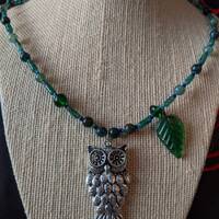 Owl Green Stone Necklace